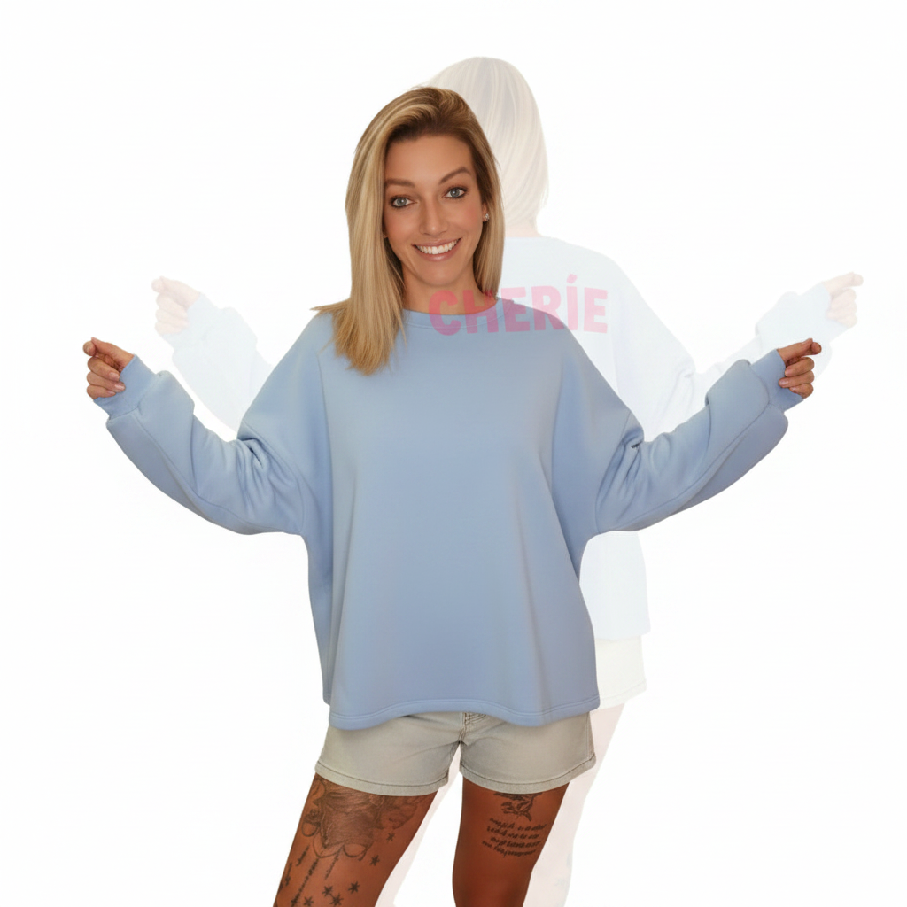 CHERIE Oversized Sweatshirt Hellblau – GMC Freisteller weißer Hintergrund