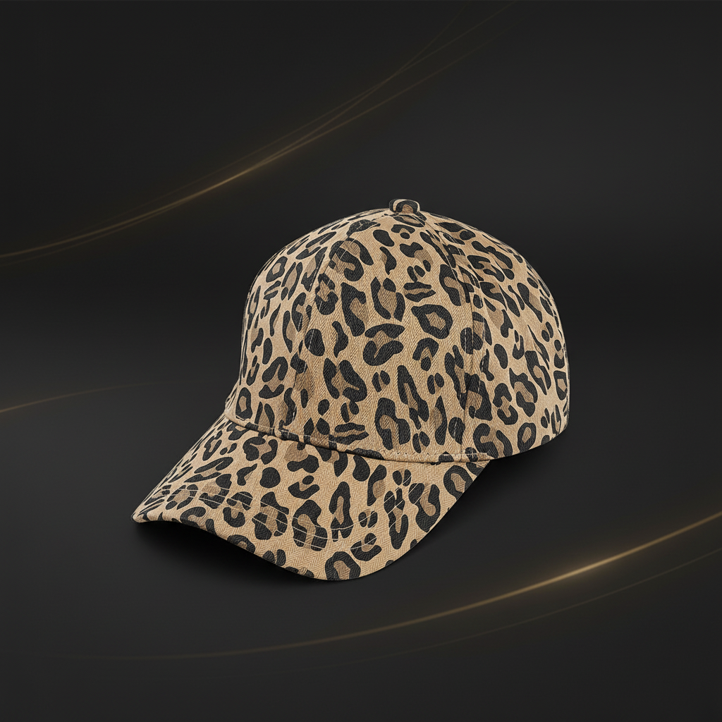 Leoparden-Cap auf dunklem Luxus-Hintergrund