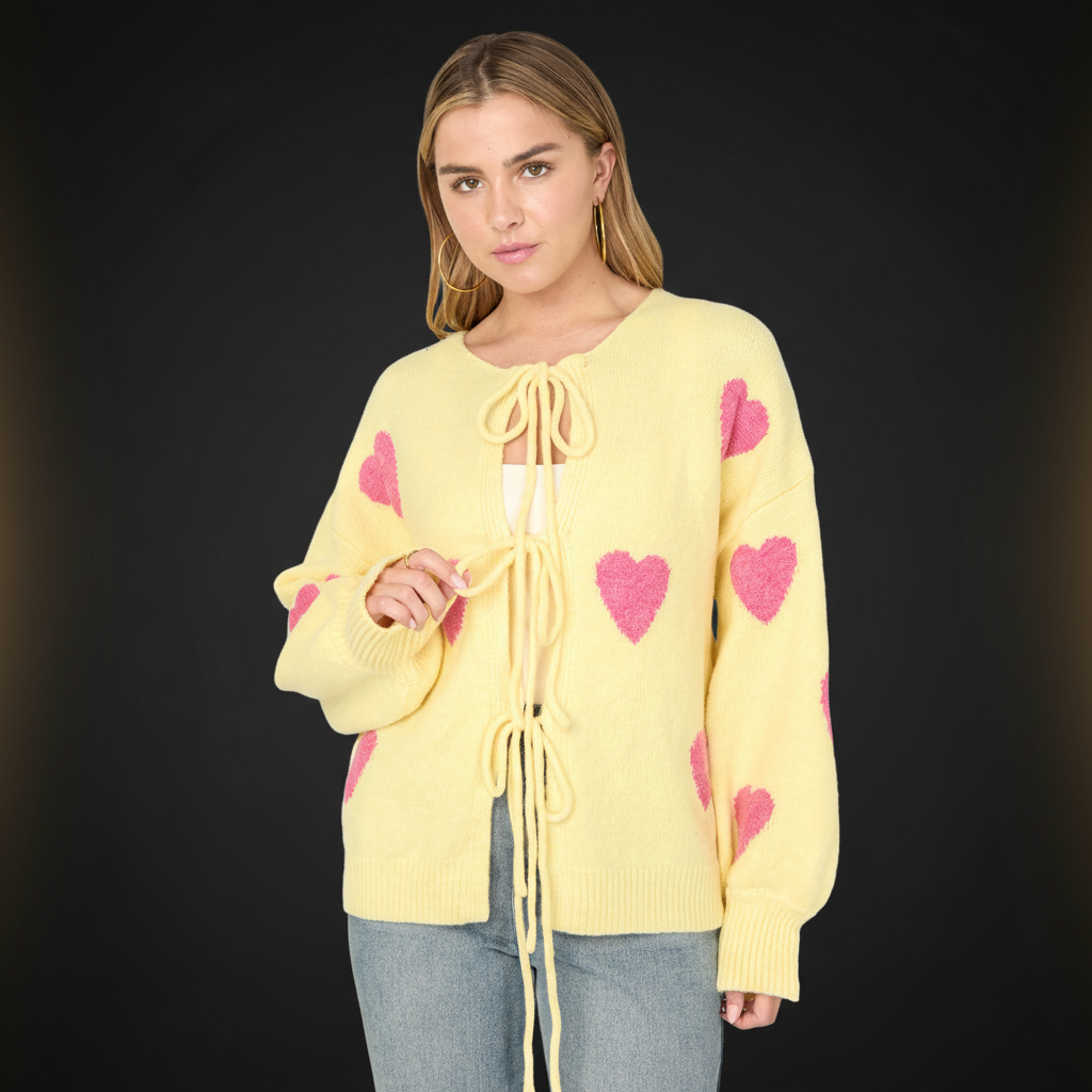 LOVE ME Cardigan Yellow - Premium Dark Luxe