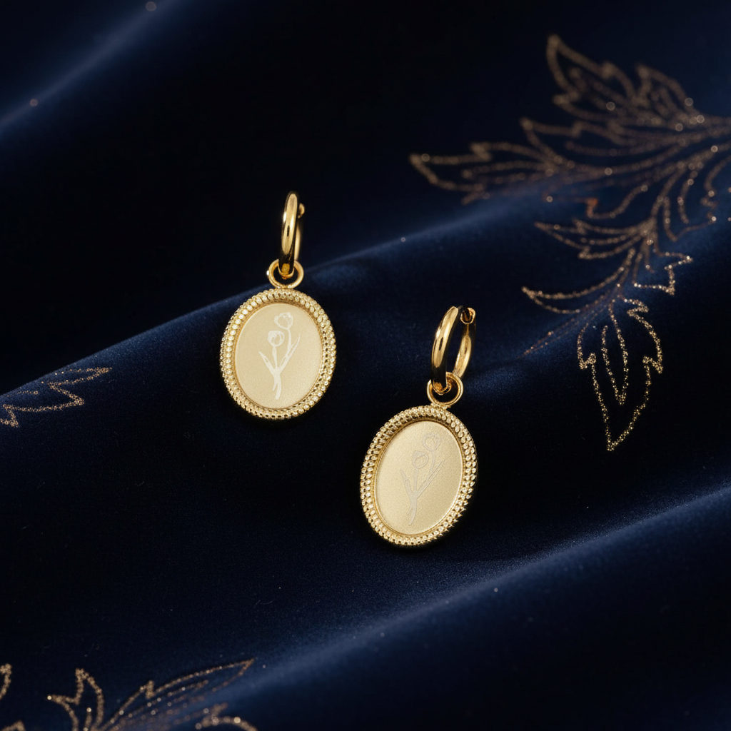 Tulip Blossom Edelstahl Ohrringe Gold mit Premium Hintergrund