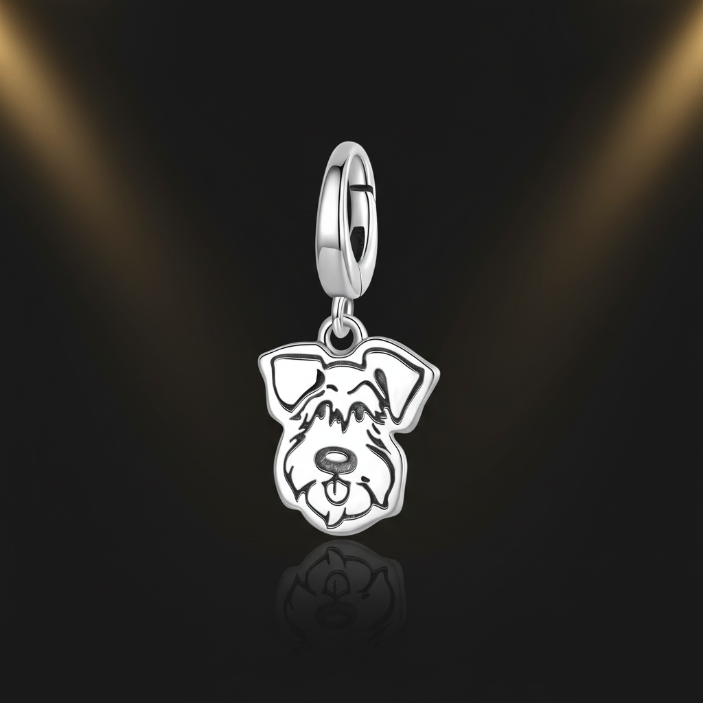 925 Sterling Silber Schnauzer Anhänger - Premium Dark Luxe