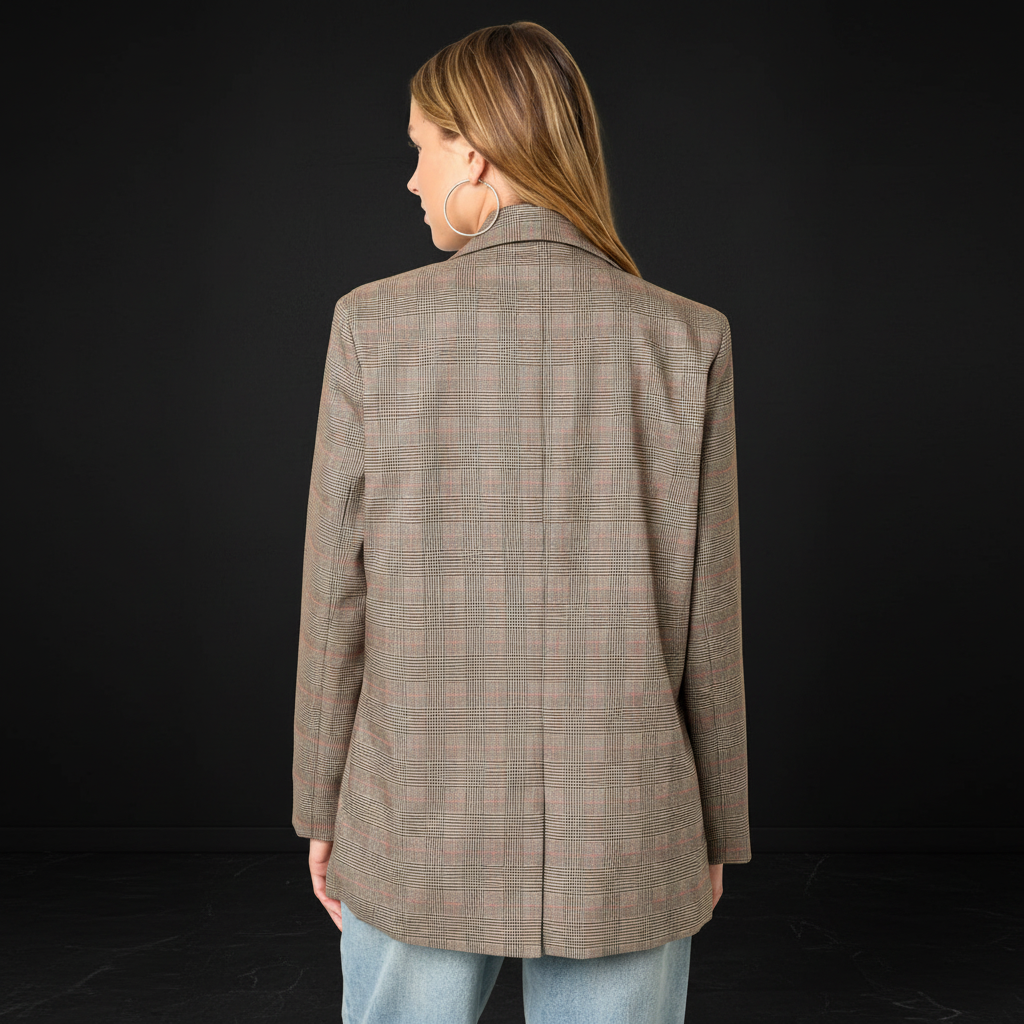 Damen Anzug-Set Polyester Karomuster - Dark Luxe Style