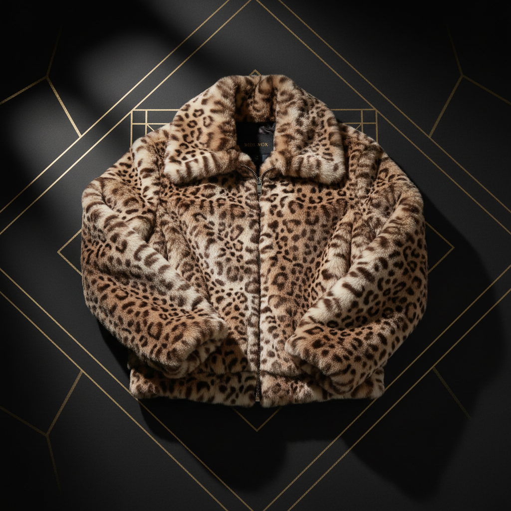 Leopard Print Jacke Beige - Rückansicht