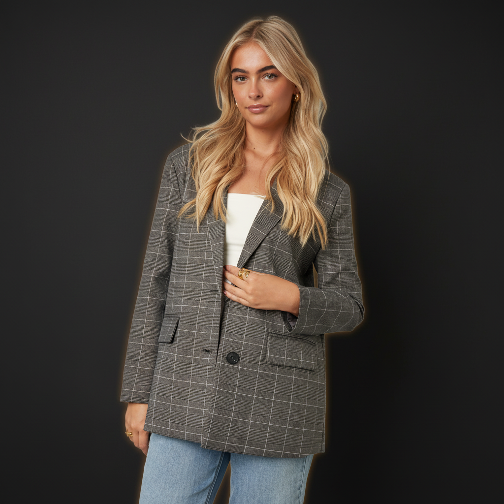 Damen Anzug-Set Polyester Karomuster - Dark Luxe Style