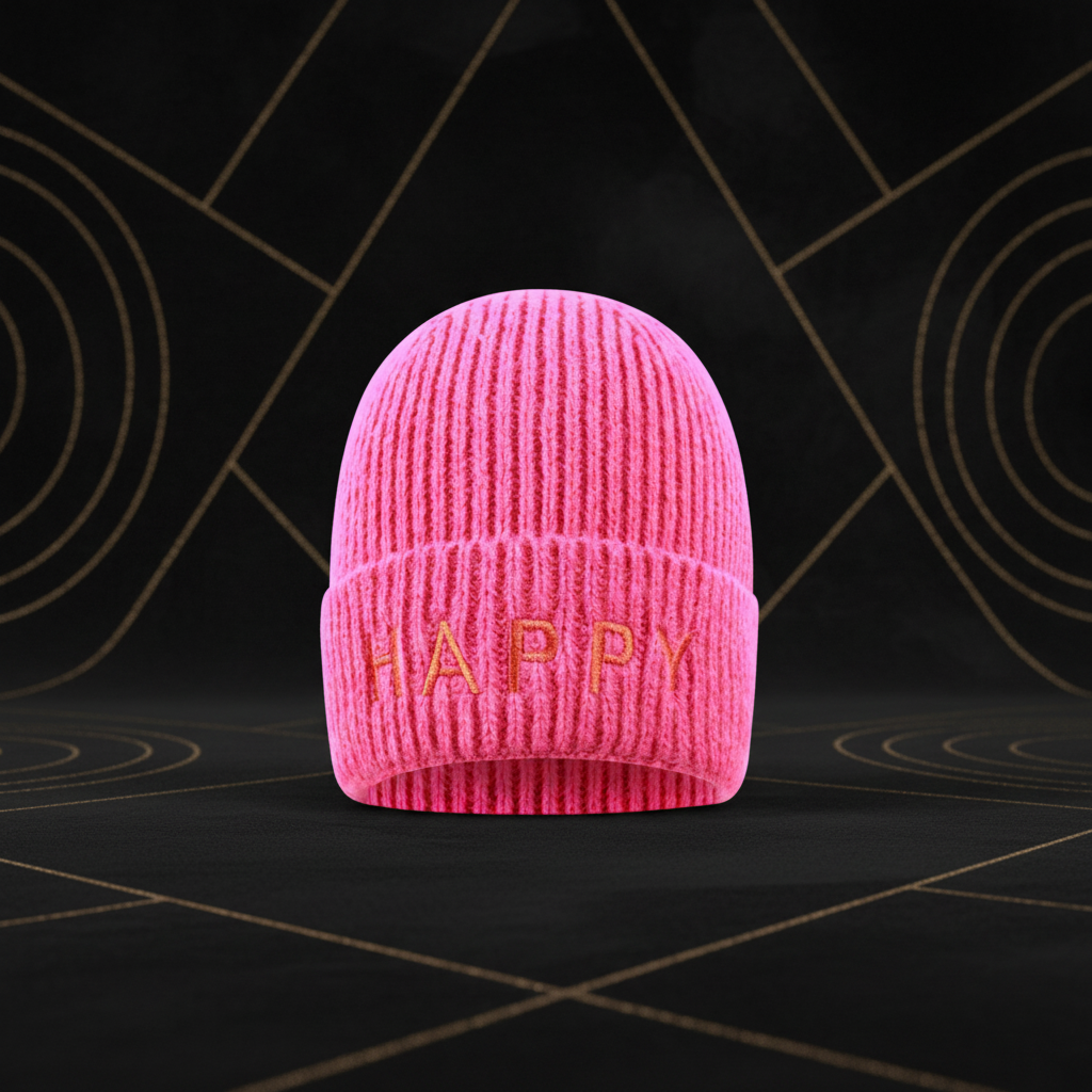 Happy Hat Pink auf dunklem Luxus-Hintergrund