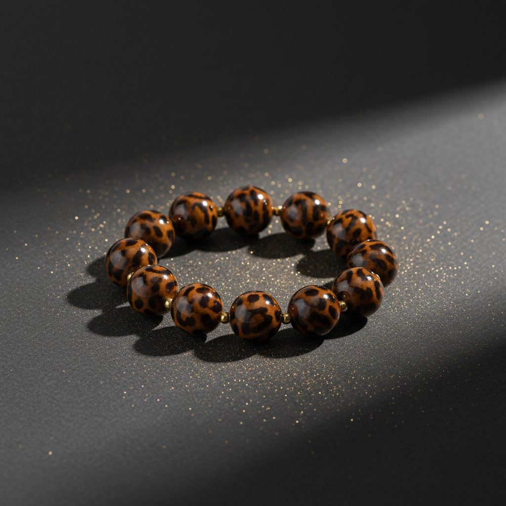 Leoparden Perlenarmband mit Premium Hintergrund