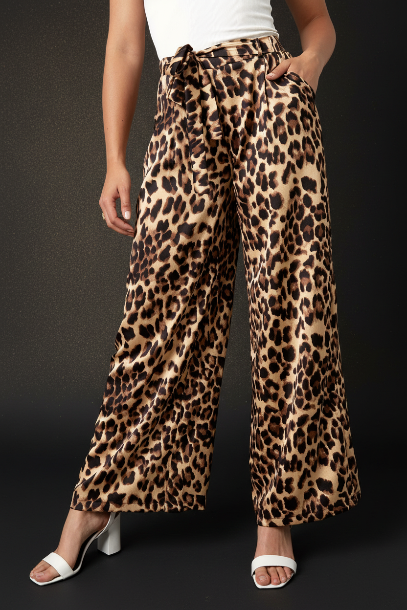 Wide Leg Pants Leopard mit Premium Hintergrund