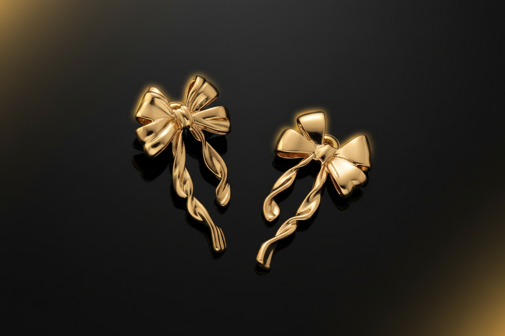 Gold Schleifenknoten Ohrstecker - Dark Luxe