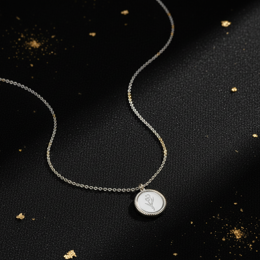 Tulpenblüte Halskette Kette Detail auf dunklem Luxus-Hintergrund