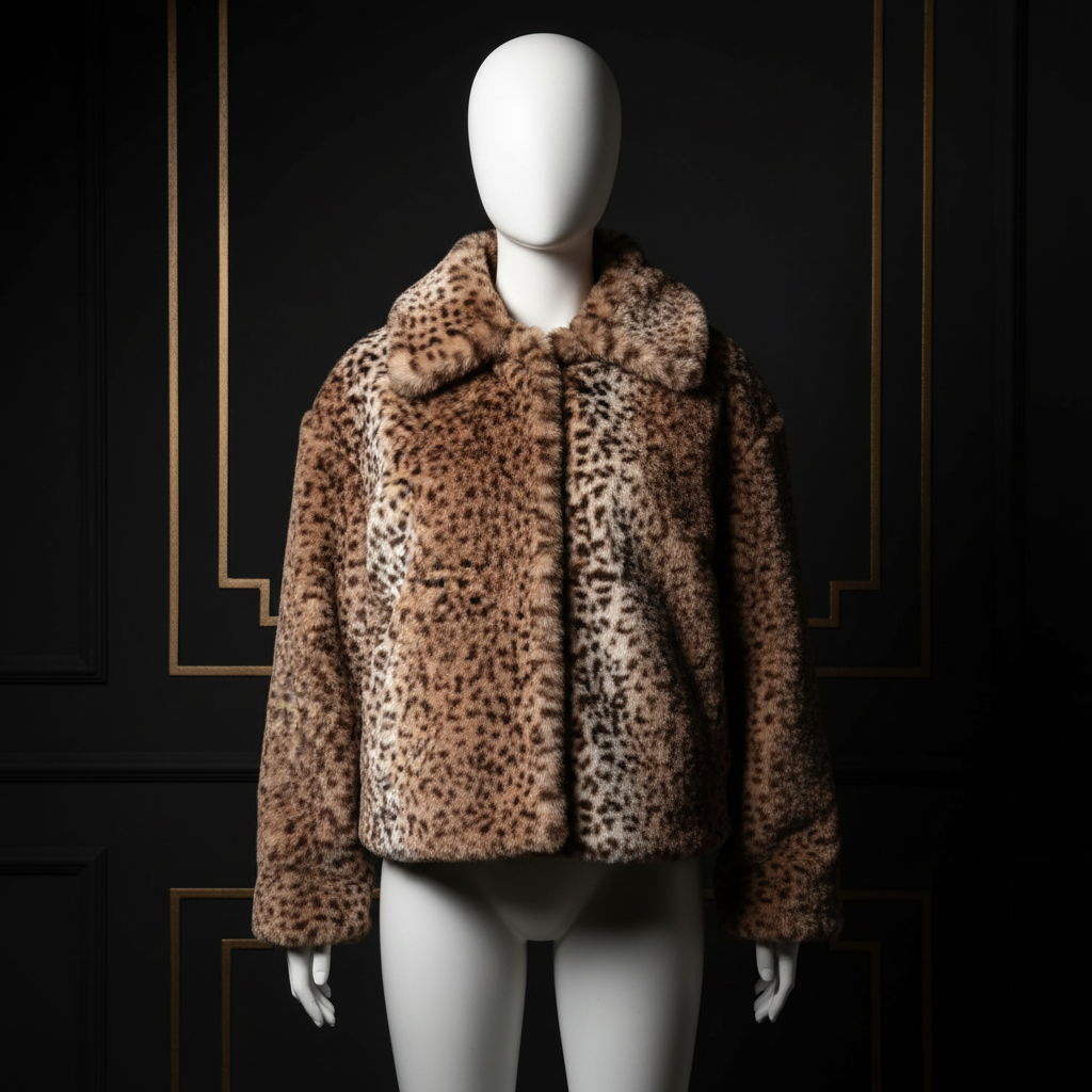 Leopard Print Jacke Beige - Nahaufnahme