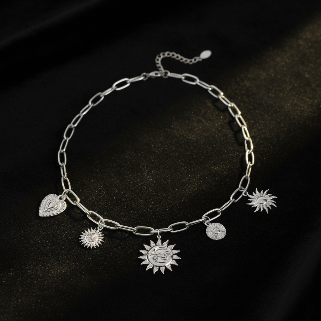 Herz-Halskette Detail auf elegantem Premium-Hintergrund