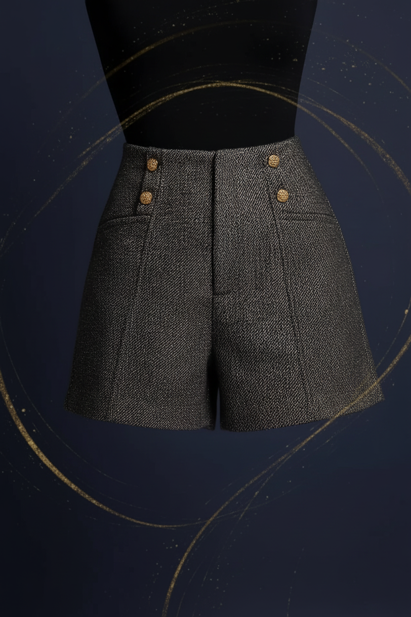 High-Waist Tweed Shorts mit Premium Hintergrund