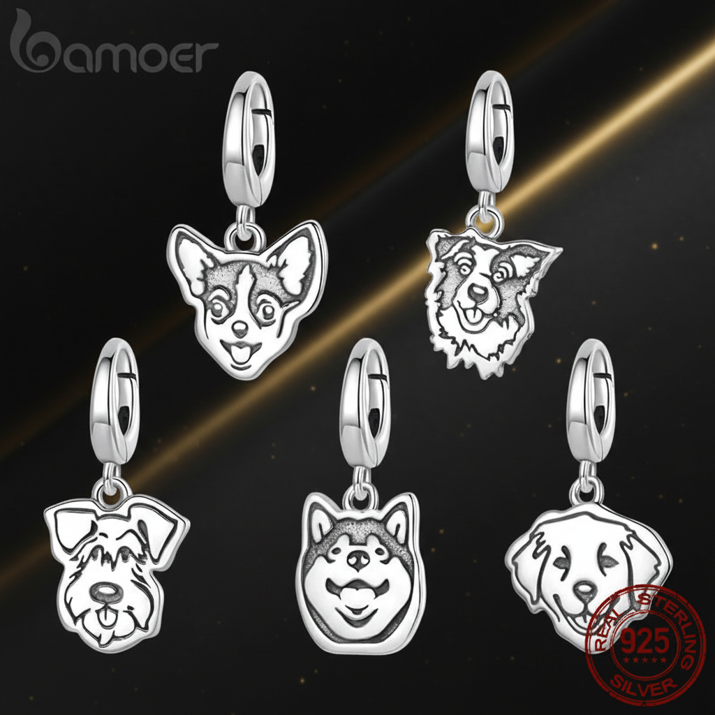 925 Sterling Silber Schnauzer Anhänger - Premium Dark Luxe