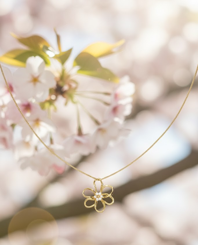 Damen Kette Edelstahl – Blüte mit Perle Verstellbar & Zeitlos