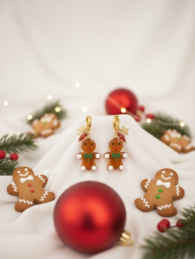 Damen Ohrringe Edelstahl – Weihnachten Lebkuchenmännchen & Stern