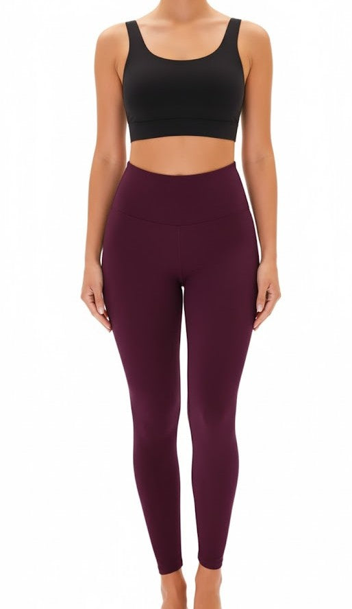 Damen Leggings High Waist Bordeaux – Dehnbar für Yoga & Training