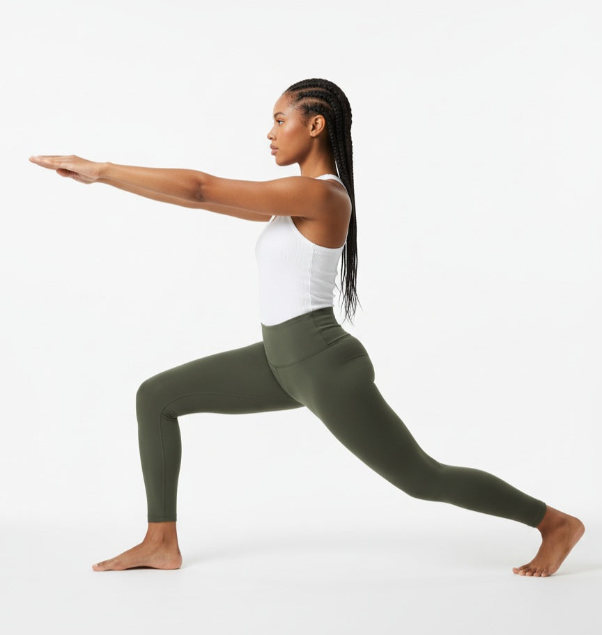 Damen Leggings High Waist Olivgrün – Sportlich & Bequem