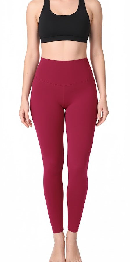 Damen Leggings High Waist Rubinrot – Dehnbar für Sport & Yoga