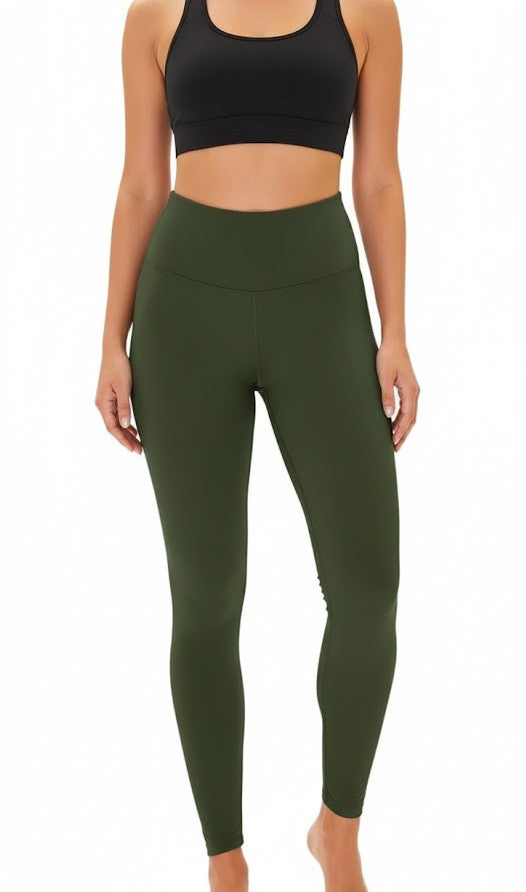 Damen Leggings High Waist Olivgrün – Sportlich & Bequem