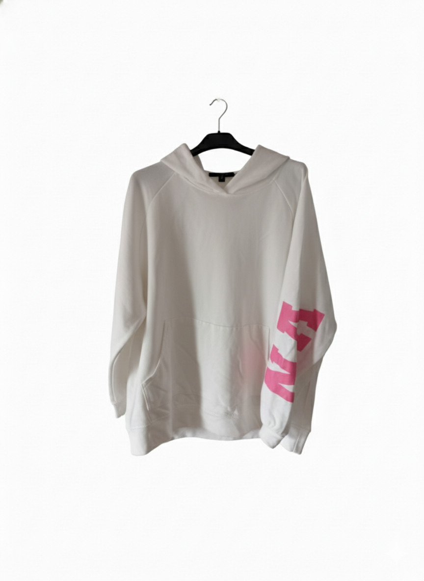 Damen Namaste Pullover – Modern mit Kängurutasche in Pink & Weiß