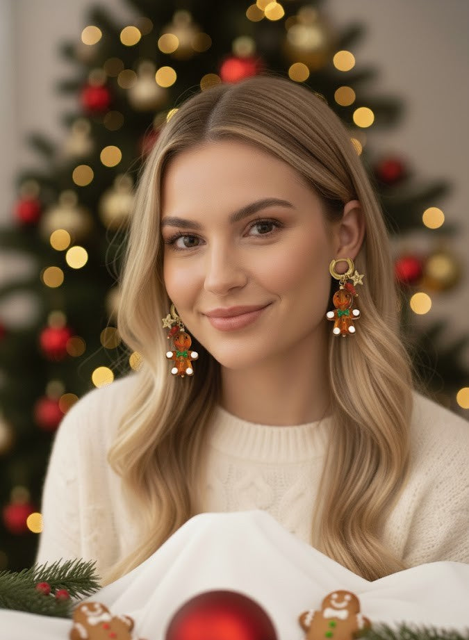 Damen Ohrringe Edelstahl – Weihnachten Lebkuchenmännchen & Stern