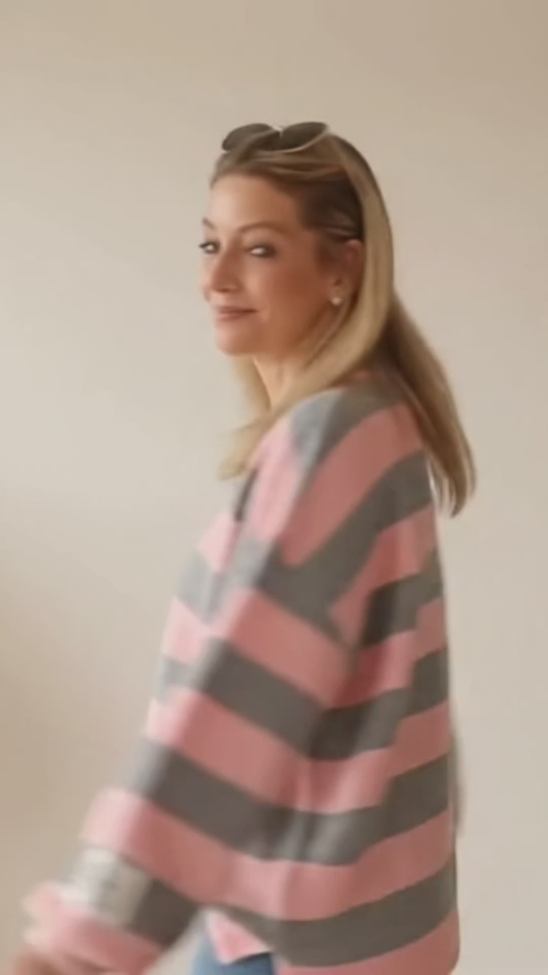 SK-Style & Kompetenz Damen Pullover gestreift dunkelblau-weiß, Oversize, Rundhals