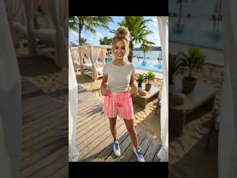Boho-Shorts mit Ethno-Print & Quasten – Pink/Beige