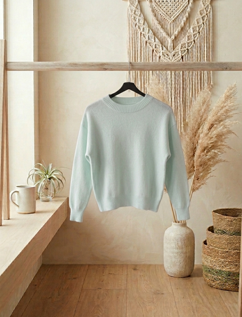 Damen Strickpullover Mint Größe S – Pflegeleicht Knitterfrei Frühjahr 2026