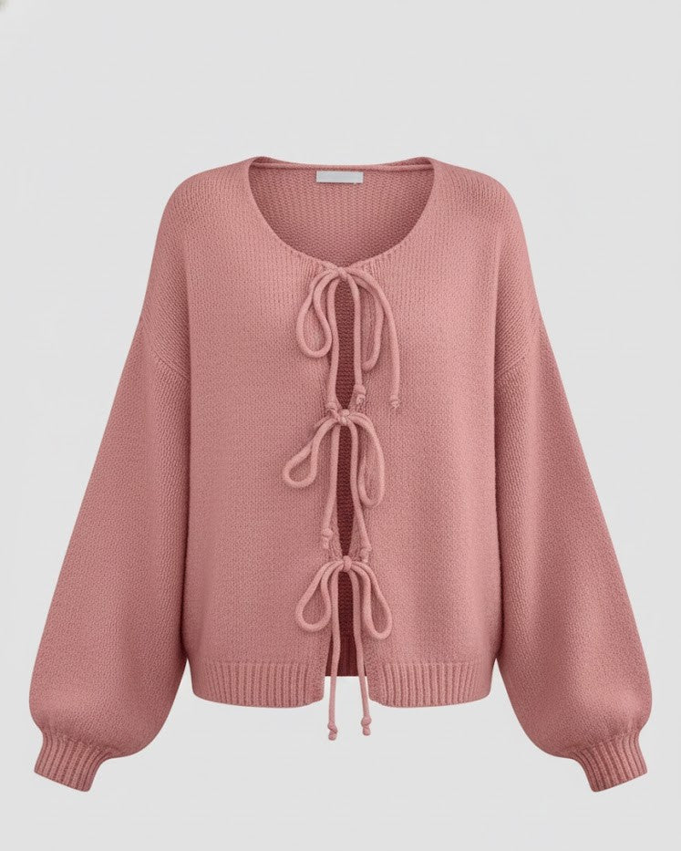 Eleganter Boho-Strickpullover mit charmanten Bindedetails