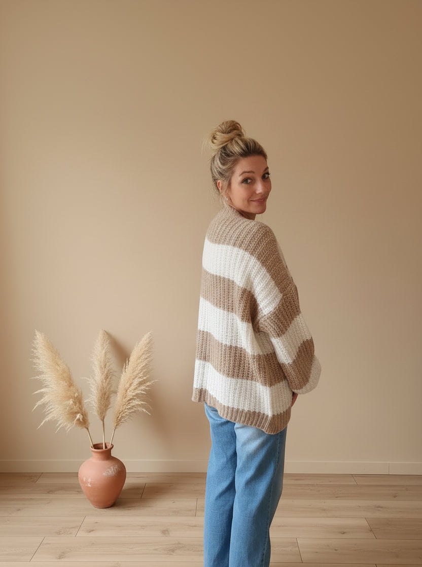 Damen-Cardigan Creme – lässige Strickjacke zum Layern