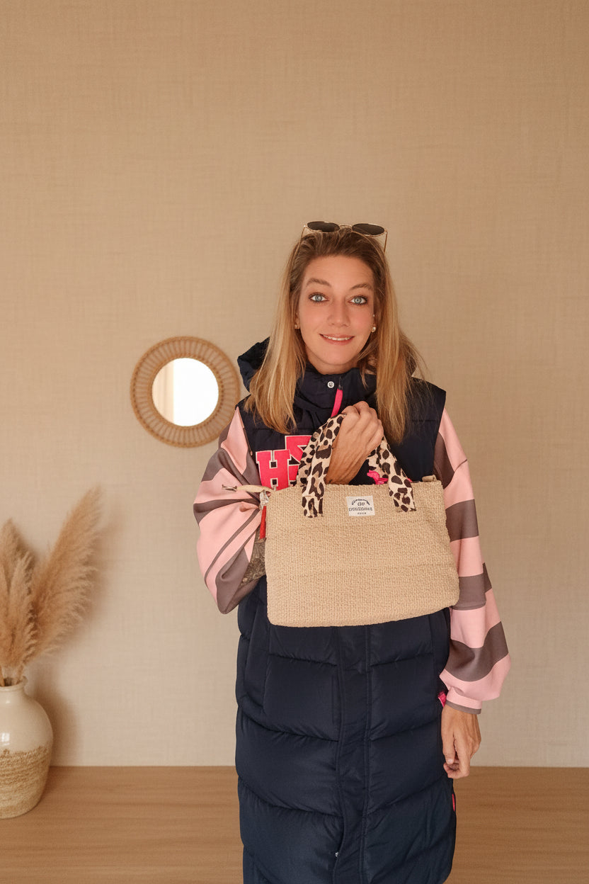 Teddy Handtasche Beige Zwillingsherz – Leo Classic Detailansicht Reißverschluss