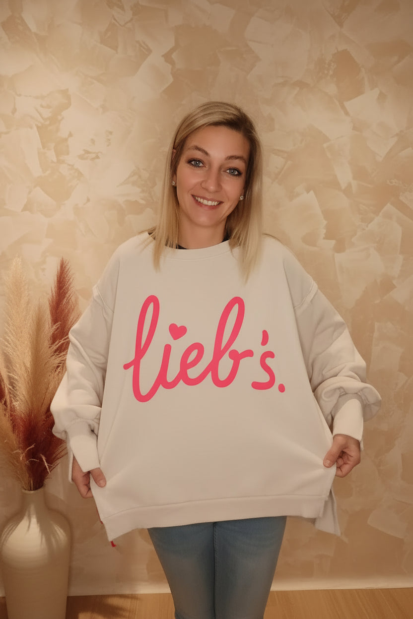 Lieb's Sweatshirt Damen Creme – Frontansicht Hände in Hosentasche Boho Pampasgras