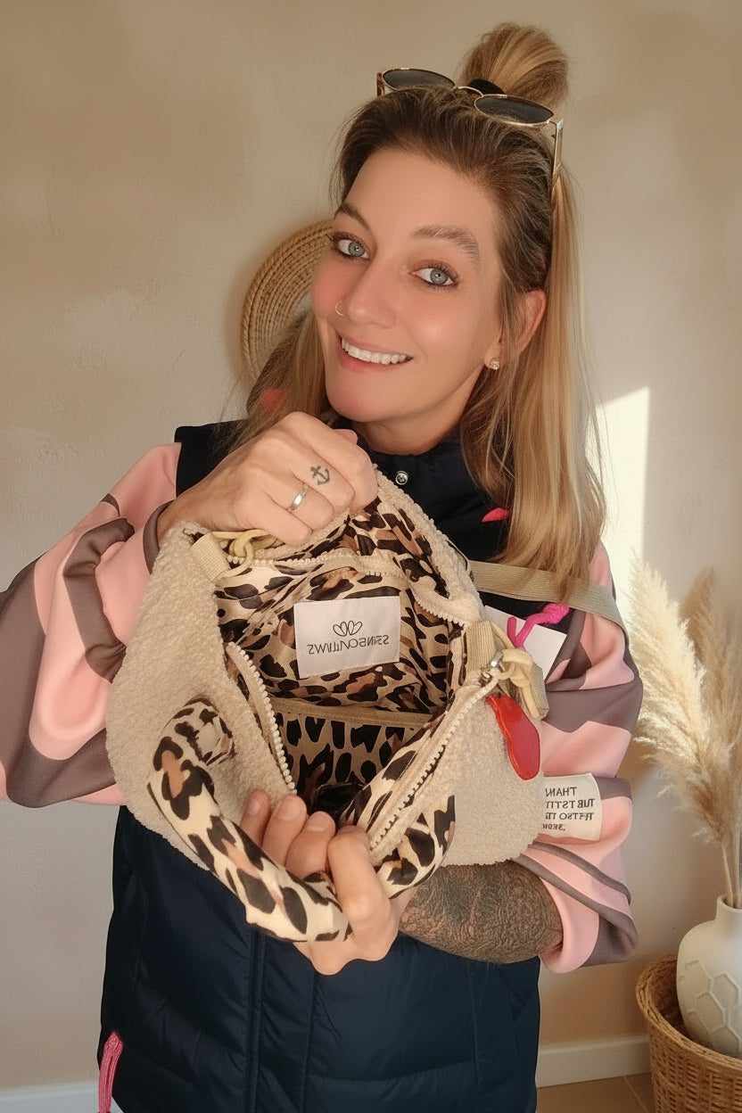 Teddy Tasche Damen Beige Lifestyle – Zwillingsherz Leo Classic Herbst Handtasche Boho
