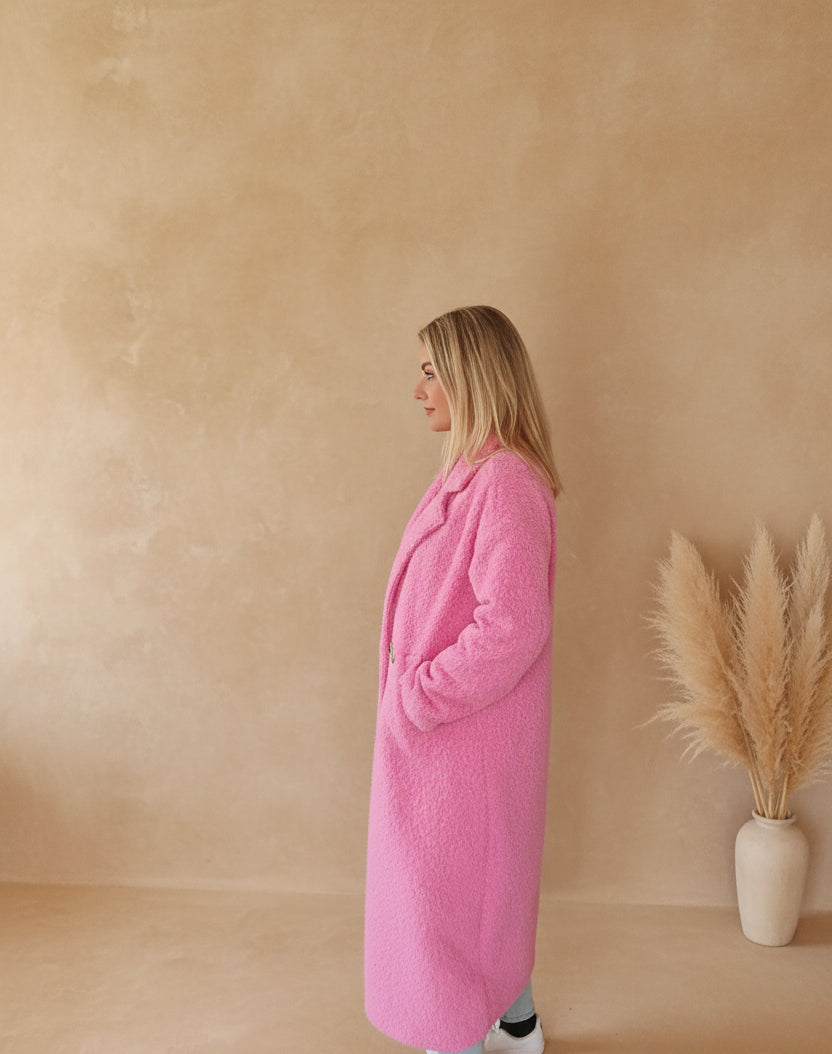 Oversized Mantel Pink – Seitenansicht Profil, Pampas Vase Sandton Boho
