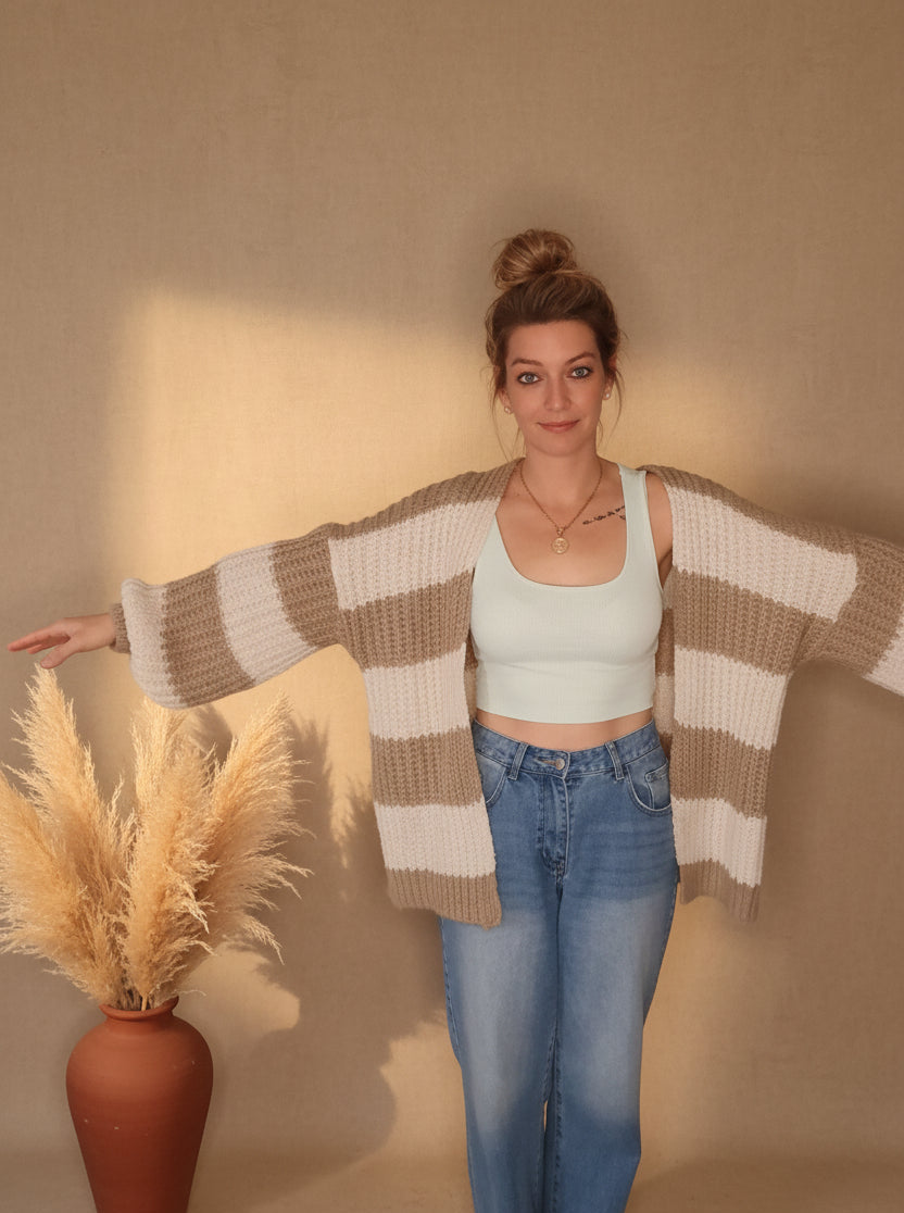 Cardigan Damen in Creme mit Wolle und Viskose