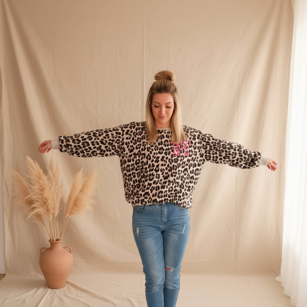 Leopardenmuster-Pullover für Damen, Made in Italy
