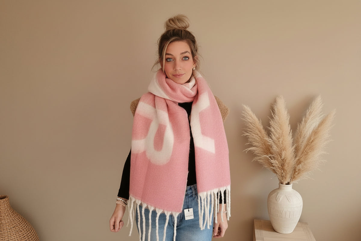 Rosa AMOUR Schal für Damen aus weichem Material mit Fransen von SK-Style & Kompetenz