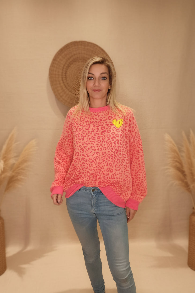 Amor Club Pullover Damen Made in Italy – Frontansicht Nahaufnahme Oberkörper
