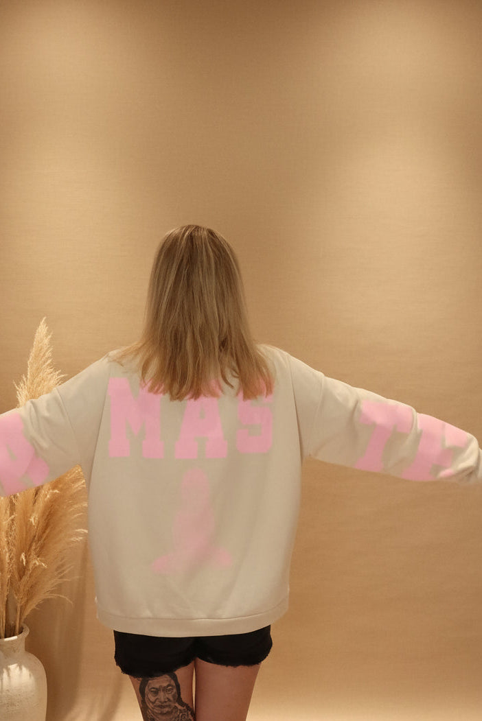 Namasté Oversize Sweater Creme-Taupe – Ganzkörper Frontansicht Yoga Pullover Damen Onesize