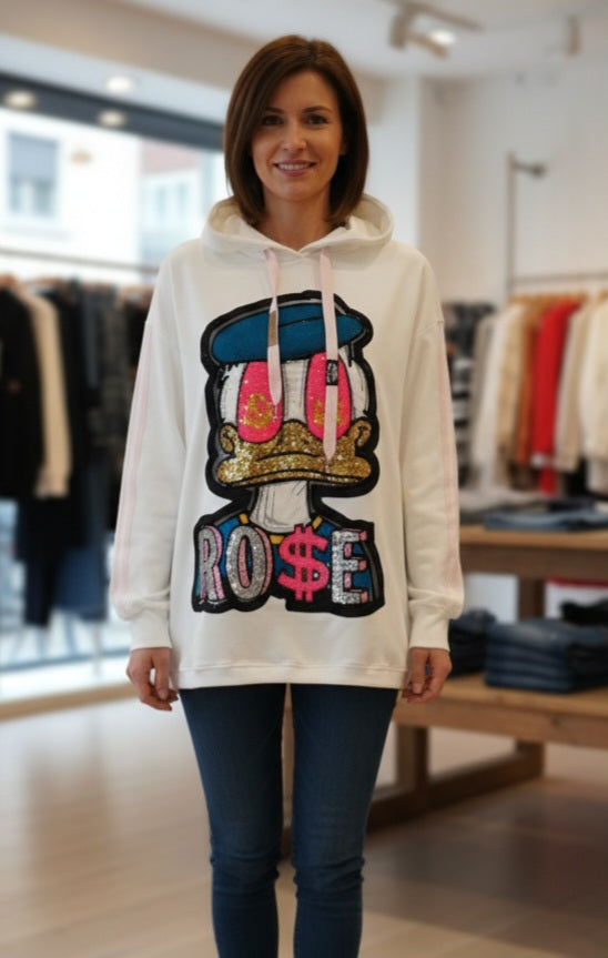 Pull femme, paillettes, accrocheur, style BD, artistique, magnifique, automne, hiver, tendance, sweat à capuche, original, glamour