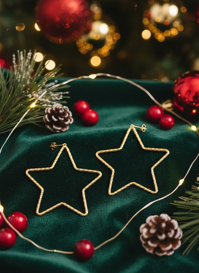 Damen Creolen Edelstahl – Stern-Design in Gold