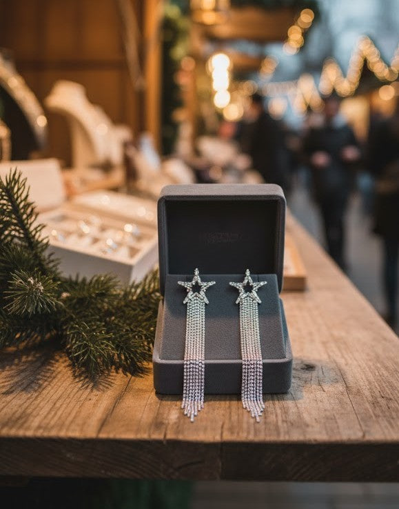 Damen Stern-Ohrringe – Festlich in Silber & Gold für Weihnachten