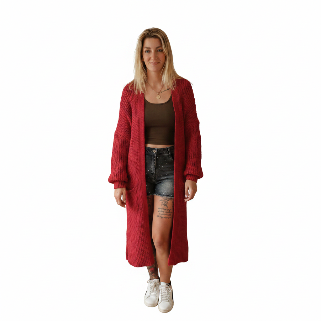 Strickmantel Beerenrot Freisteller