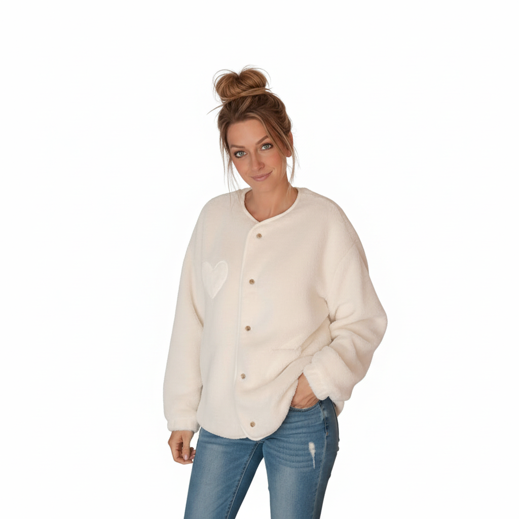 Teddyjacke Damen Weiß Creme Freisteller – Google Shopping Produktbild