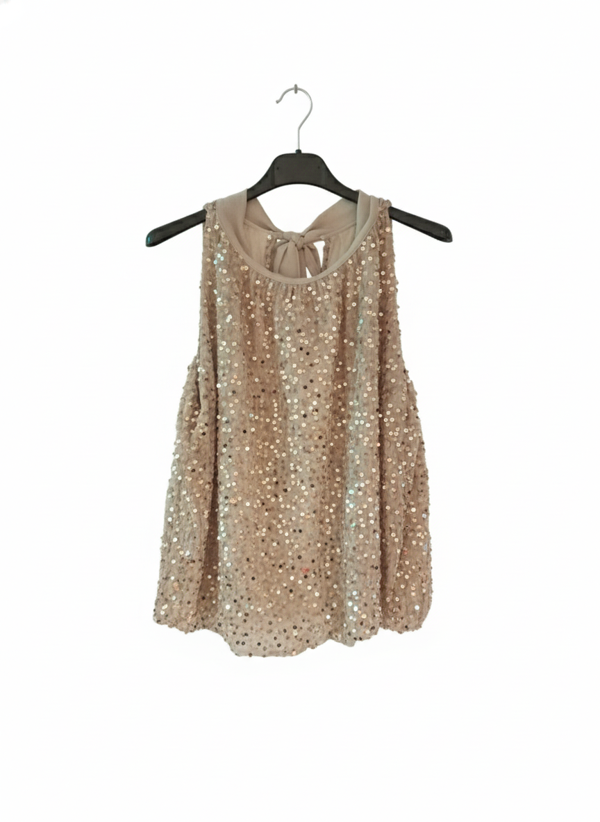 Damen Glitzer-Top mit Schleife – Glamourös für Feiertage & Events