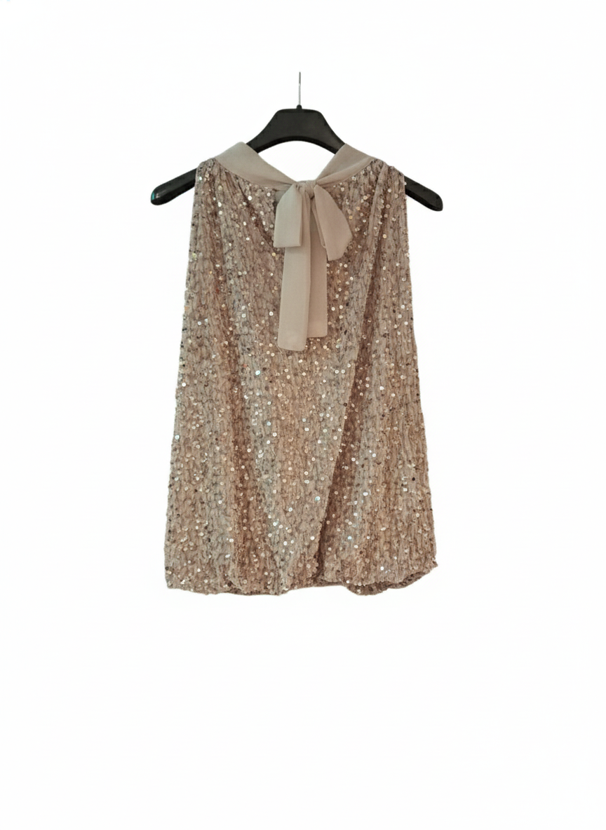 Damen Glitzer-Top mit Schleife – Glamourös für Feiertage & Events