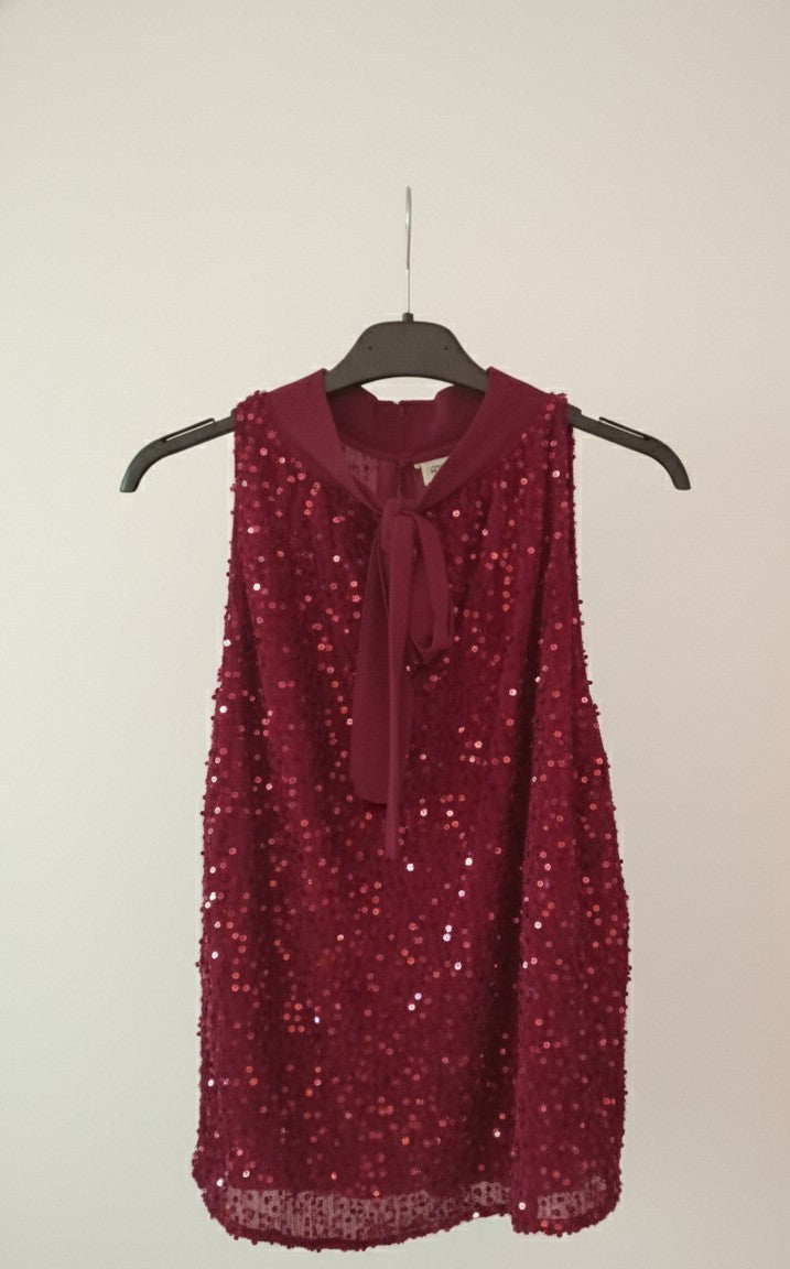 Damen Glitzer-Top mit Schleife – Glamourös für Feiertage & Events