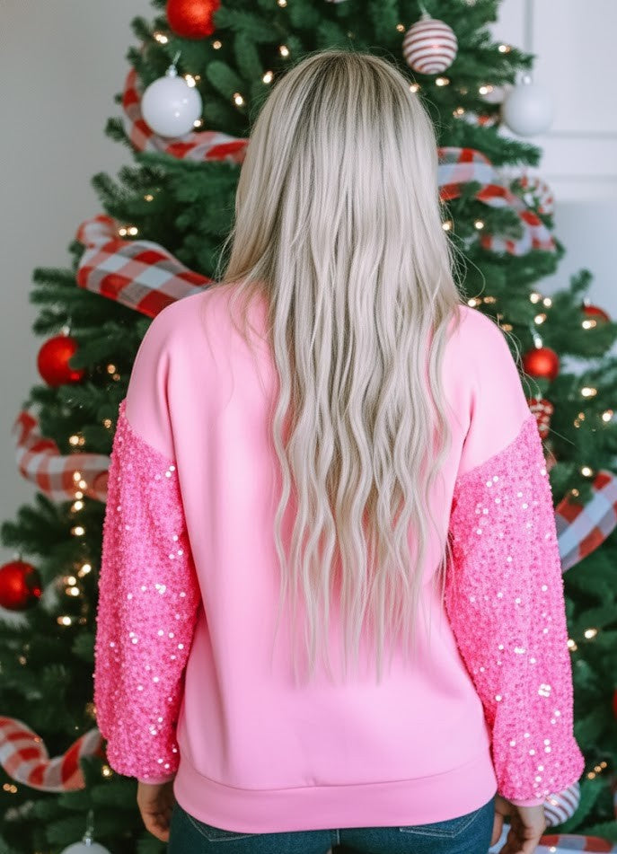 Funkelnde Festtagsfreude: Der "Holly Jolly" Pailletten-Pullover aus Baumwoll-Mix