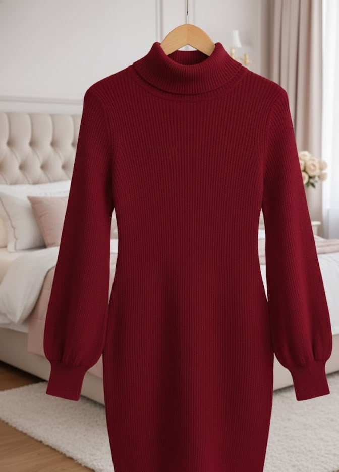 Elegantes Rollkragen-Strickkleid – LuxWinter Chic Sweater Dress