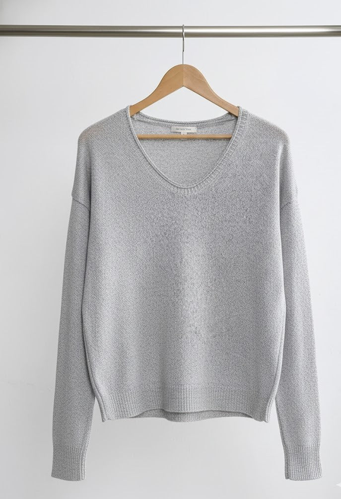 V-Neck Stricktop Langarm - Eleganter Pullover aus Polyester